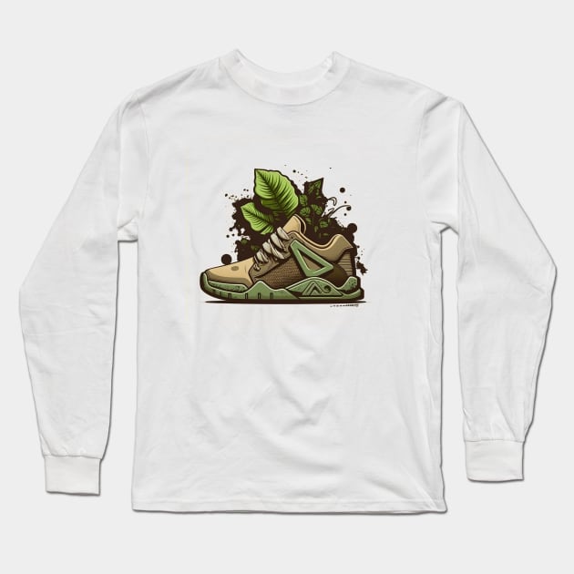 Step Up Your Style & the Planet with our Plant-Powered Sneaker Long Sleeve T-Shirt by Greenbubble
